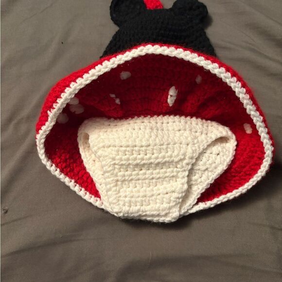Handmade Minnie Mouse Crochet Newborn Diaper Cover Set - Picture 2 of 3